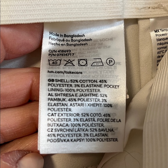 H&M NWOT Women's Cream Tailored Straight-Leg Pants, Size 14 - Picture 8 of 10